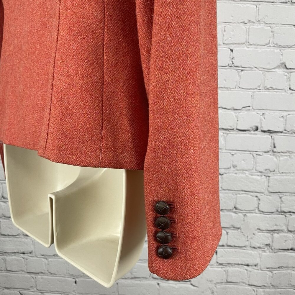 J.CREW Orange Wool Blend Textured Chevron Buttoned Collared Lined Jacket Size 6 - Picture 13 of 15